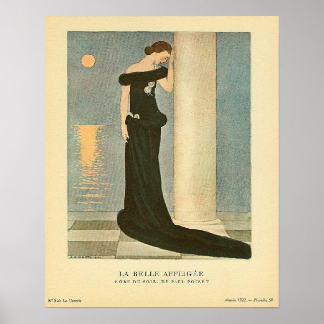 Póster Ilustracion Art Deco de época ~ La Belle Affligee (Frente)