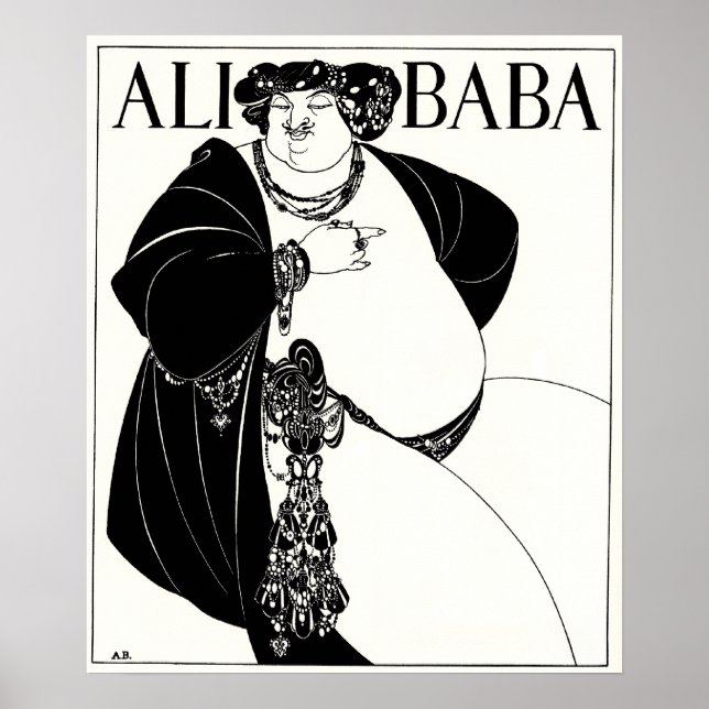 Póster Ilustracion Art Nouveau: Beardsley - Ali Baba (Frente)