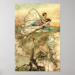 Póster Ilustracion Arthur Rackham sueño de mediana noche