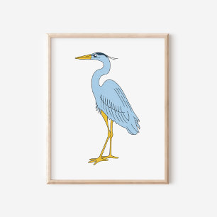 Póster Ilustración artística de garza azul costera dibuja
