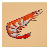 Ilustracion artístico de mariscos camaroneros