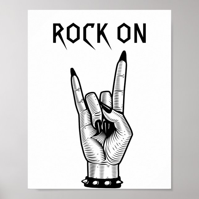Póster Ilustracion artístico de Rótulo Hand Rocker femeni (Frente)
