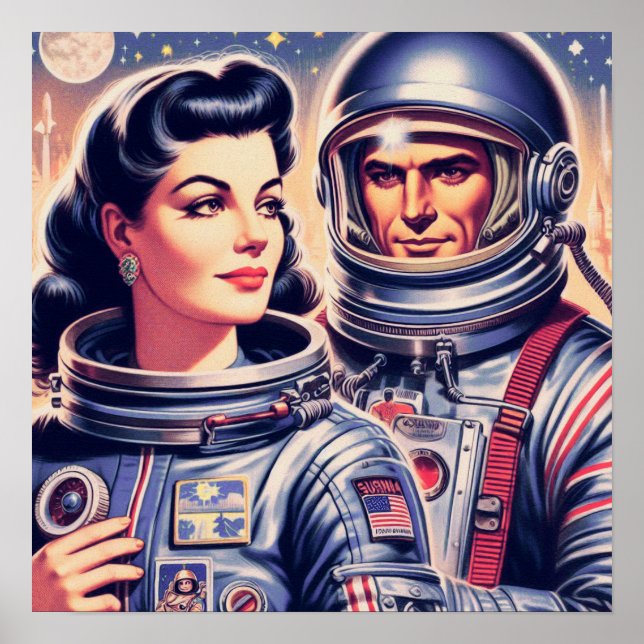 Póster Ilustracion Astronauta de época (Frente)