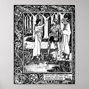 Póster Ilustracion Aubrey Beardsley para la Dama del Lago