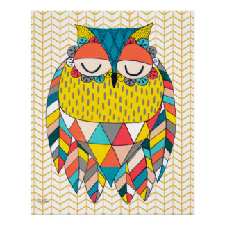 Póster Ilustración audaz con patrón de ave tribal azteca