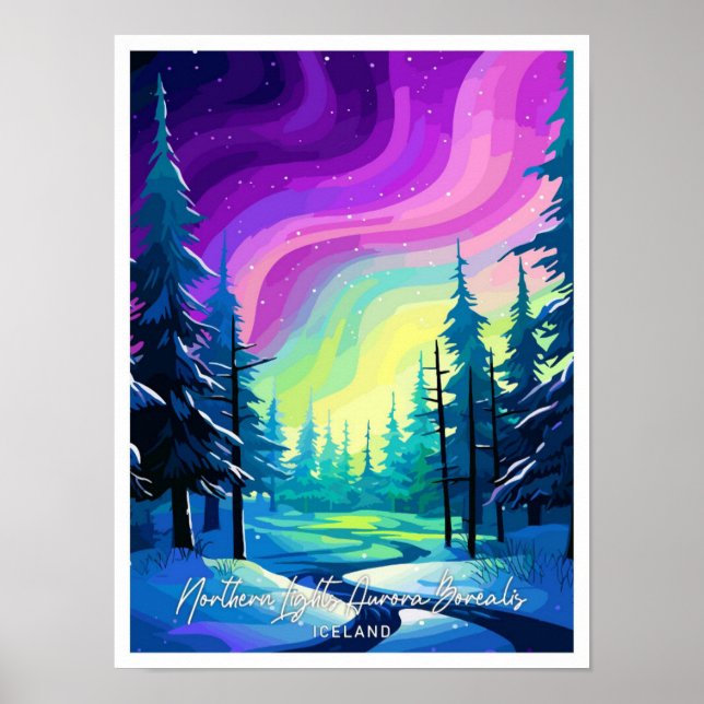 Póster Ilustracion Aurora Borealis (Frente)