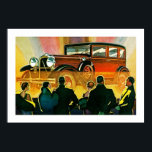 Póster Ilustracion Automóvil Art Deco<br><div class="desc">Vintage Art Deco ilustracion de publicidad de automóviles en colores vivos.</div>