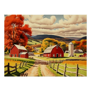 Póster Ilustracion Autumn Homestead