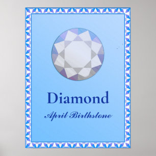 Póster Ilustracion Birthstone para abril - Diamante