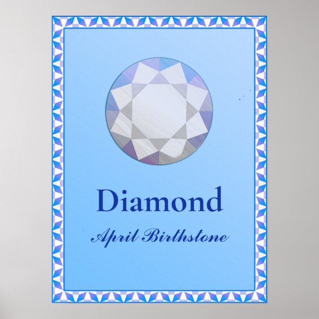 Póster Ilustracion Birthstone para abril - Diamante (Frente)