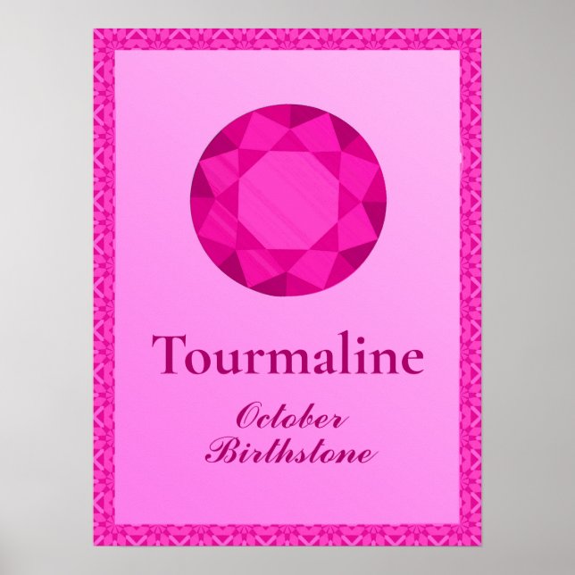 Póster Ilustracion Birthstone para octubre - Tourmaline (Frente)