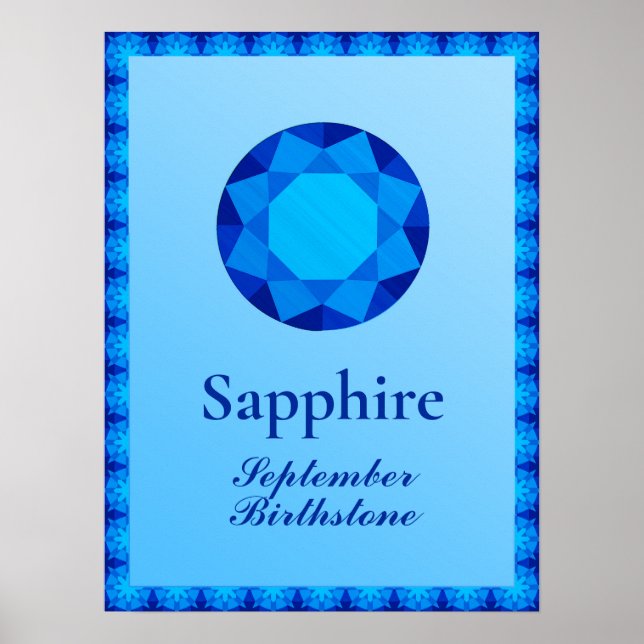 Póster Ilustracion Birthstone para septiembre - Sapphire (Frente)