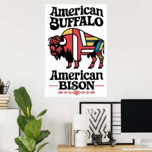 Póster Ilustracion Bison Americano