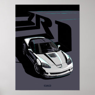 Póster Ilustracion blanco C6 ZR1