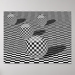 Póster Ilustracion blanco y negro con las bolas en un