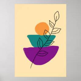 Póster Ilustración boho de hojas