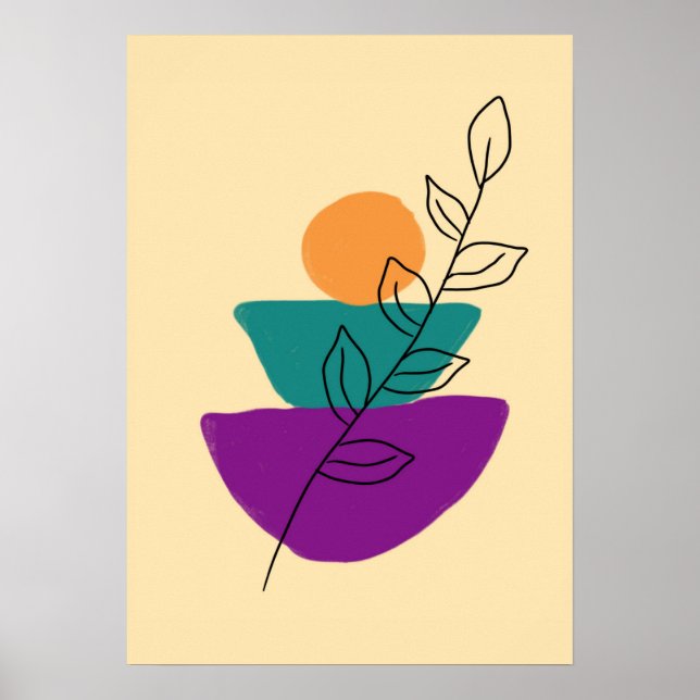 Póster Ilustración boho de hojas (Frente)