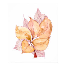 Ilustración Botánica de Hojas de Acuarela de Otoño
