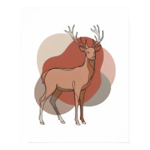 Ilustración botánica minimalista de ciervos de oto