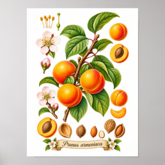 Póster Ilustración Botánica Vintage de Albaricoque