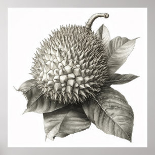 Póster Ilustracion botánico de una fruta de durión