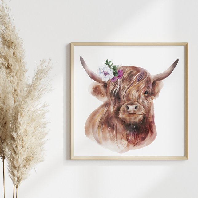 Póster Ilustracion bovino escocés rústico de vaca Highlan (Subido por el creador)