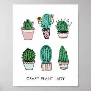 Póster Ilustracion Cacti suculents personalizado