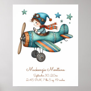 Póster Ilustracion caprichoso y personalizado para el beb