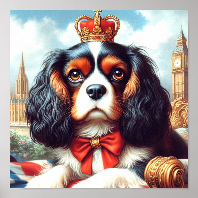 Póster Ilustracion Cavalier King Charles Spaniel (Frente)
