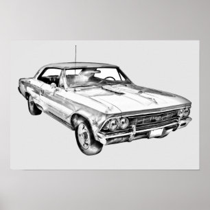 Póster ilustracion Chevy Chevelle SS 396 de 1966