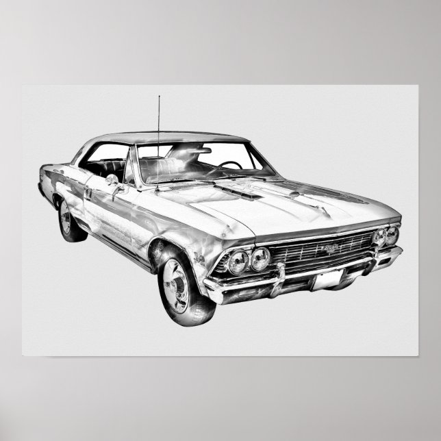 Póster ilustracion Chevy Chevelle SS 396 de 1966 (Frente)