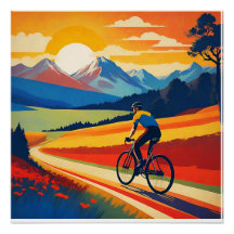 Ilustracion ciclista de montaña Retro