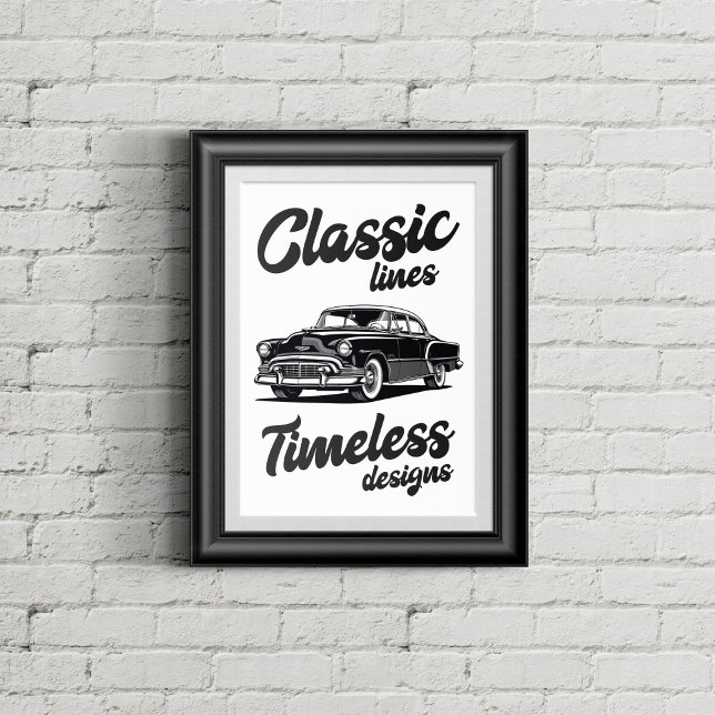 Póster Ilustracion clásico de coches en blanco y negro. (Subido por el creador)