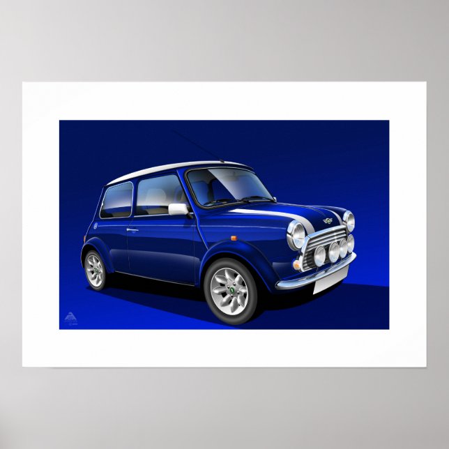Póster Ilustracion clásico mini Cooper Poster (Frente)