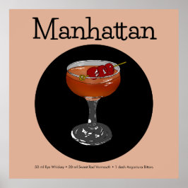 Póster Ilustracion Cocktail de Manhattan