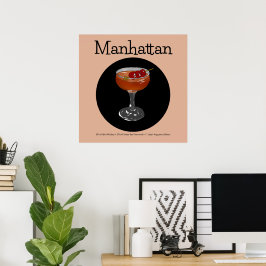 Póster Ilustracion Cocktail de Manhattan
