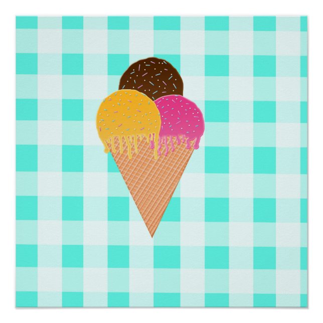 Póster Ilustración Colorida de Helado (Anverso)