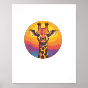 Póster Ilustración Colorida de Vida Silvestre al Atardece