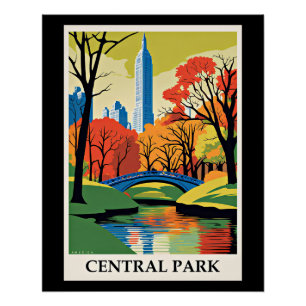 Póster Ilustracion colorido de Central Park