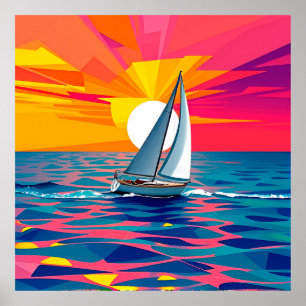 Póster Ilustracion colorido de un velero