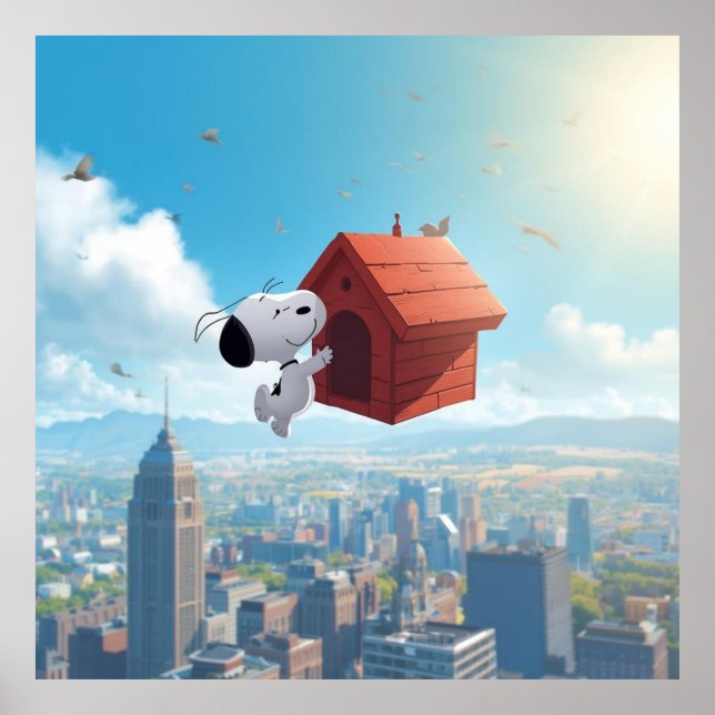 Póster Ilustración Cómica de Ciudad Flotante con Beagle S (Frente)