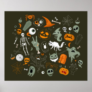 Póster Ilustracion conceptual de Halloween con Rótulo y s