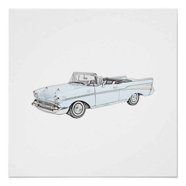 Póster Ilustracion convertible de aire azul 1957 Chevy Be (Anverso)