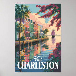 Póster Ilustracion costero de Charleston South Carolina