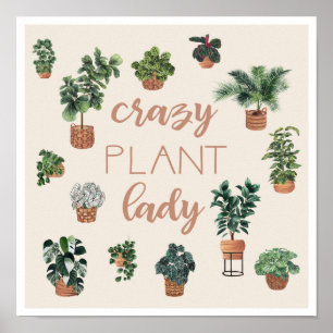 Póster Ilustracion Crazy Plant Lady
