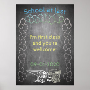 Póster Ilustración Creativa de Escuela con Pizarra