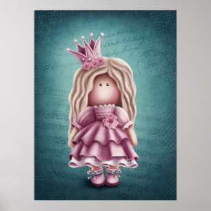 Póster Ilustracion Cute Chica Doll