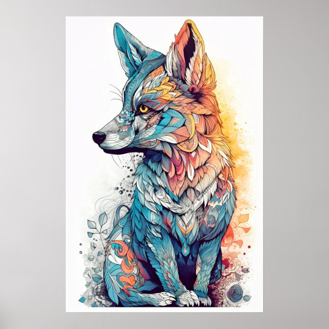 Póster Ilustracion Cute Creative Fox (Frente)
