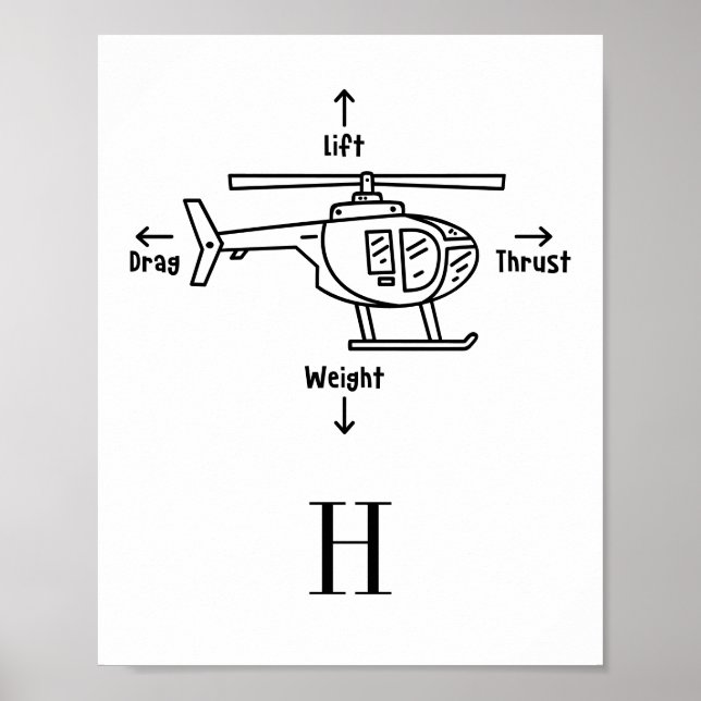 Póster Ilustracion Cute Helicopter Personalizado (Frente)