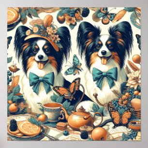 Póster Ilustracion Cute Papillon Dog